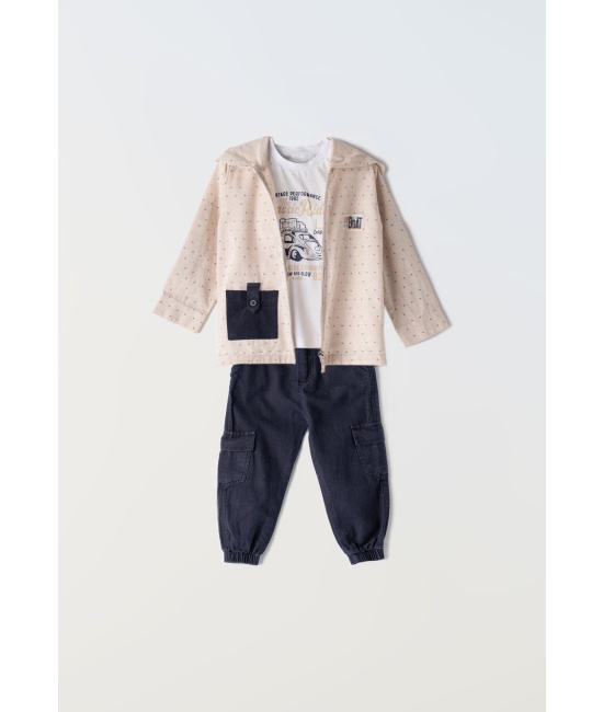 ΣΕΤ 3 ΤΜΧ ΜΠΟΥΦΑΝ ΜΠΛΟΥΖΑ ΥΦΑΣΜΑΤΙΝΟ ΠΑΝΤΕΛΟΝΙ